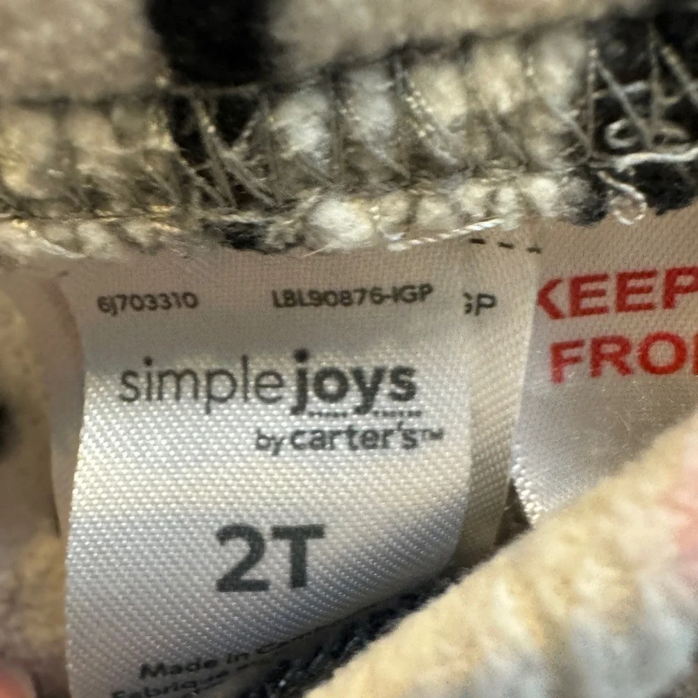 Carter’s 2T Girls Grey & White Panda Animal Fleece Pajama Pants